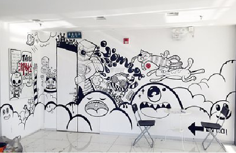 田东手绘墙并非传统涂鸦。